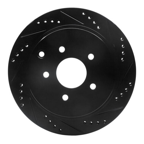 R1 Concepts for 2003-2024 Infiniti FX37 Rear Right Drilled & Slotted Black Brake Rotor