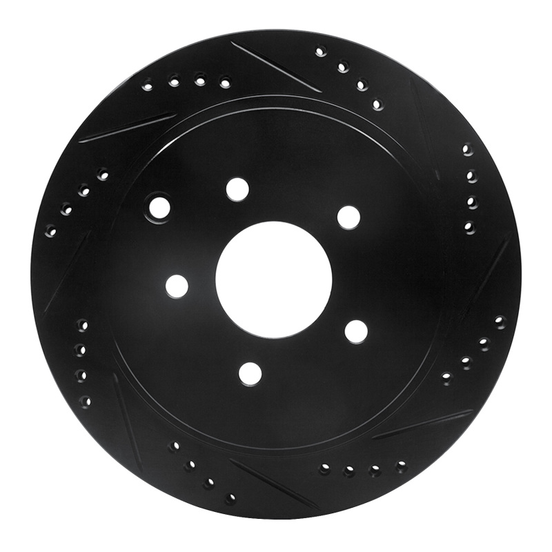 R1 Concepts for 2003-2024 Infiniti FX37 Rear Right Drilled & Slotted Black Brake Rotor