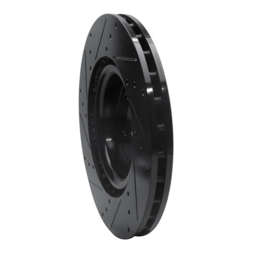 R1 18-22 Genesis G70 Front Right Drilled & Slotted Black Brake Rotor - Image 4