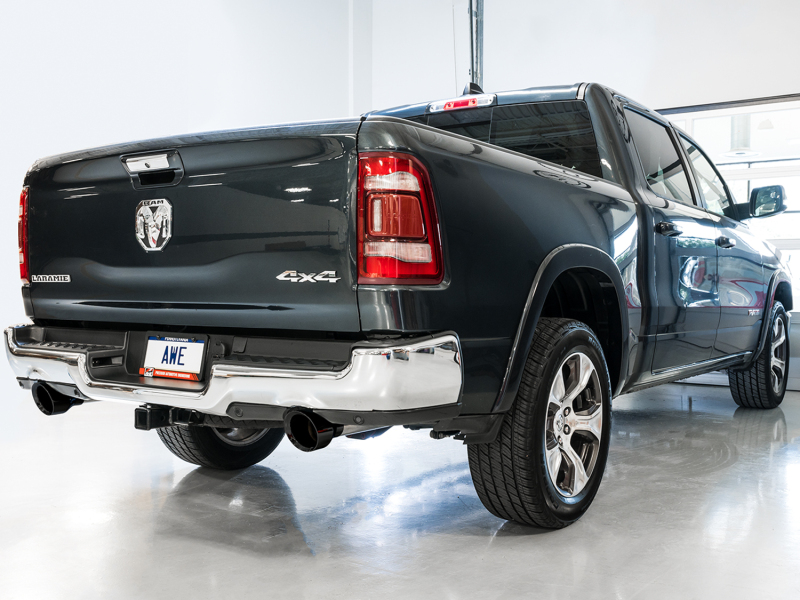 AWE Tuning Cat-Back Exhaust - Diamond Black Tips for 19-21 RAM 1500 5.7L (w/Cutouts) 0FG Dual Rear Exit - Image 4