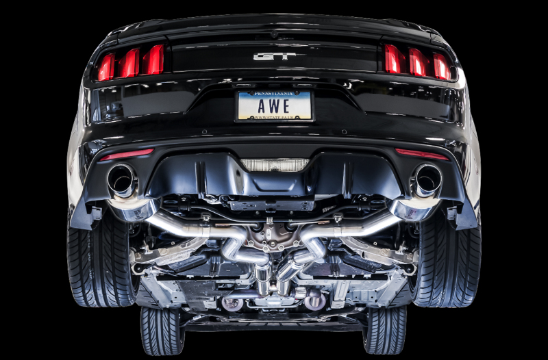 AWE Tuning Cat-Back Exhaust - Touring Edition (Chrome Silver Tips) for S550 Mustang GT - Image 3