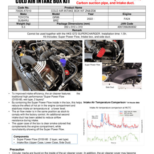 Alternative view of HKS Cold Air Intake Box Kit ZN8/ZD8