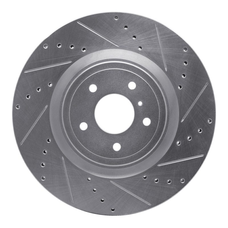 R1 Concepts for 09-20 Nissan 370Z Front Right Drilled & Slotted Silver Brake Rotor