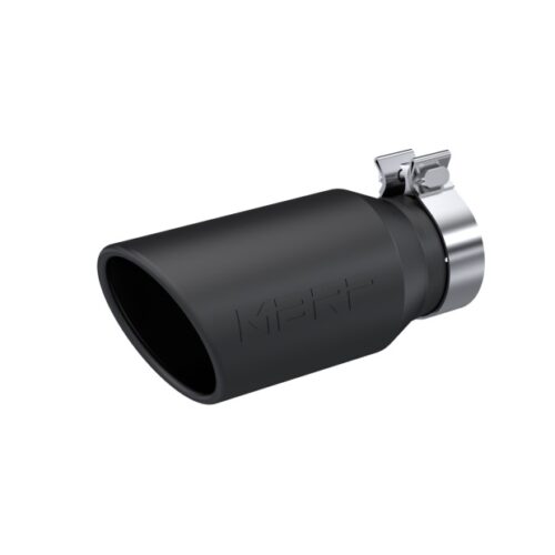 MBRP T5196BLK Universal Tip 4.5in OD / 3.2in Inlet / 10in Length / Angled Cut Rolled End - Black