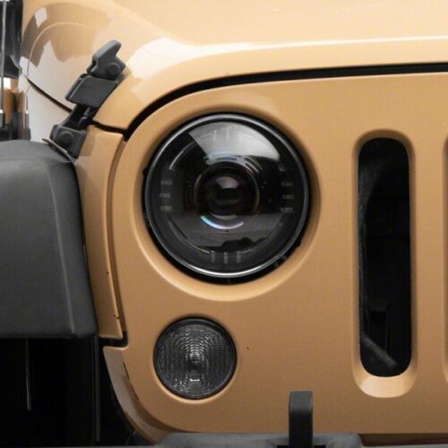 Raxiom for 2007-2018 Jeep Wrangler JK Axial Series Quatro LED Headlights- Black Housing- Clear Lens - Image 8