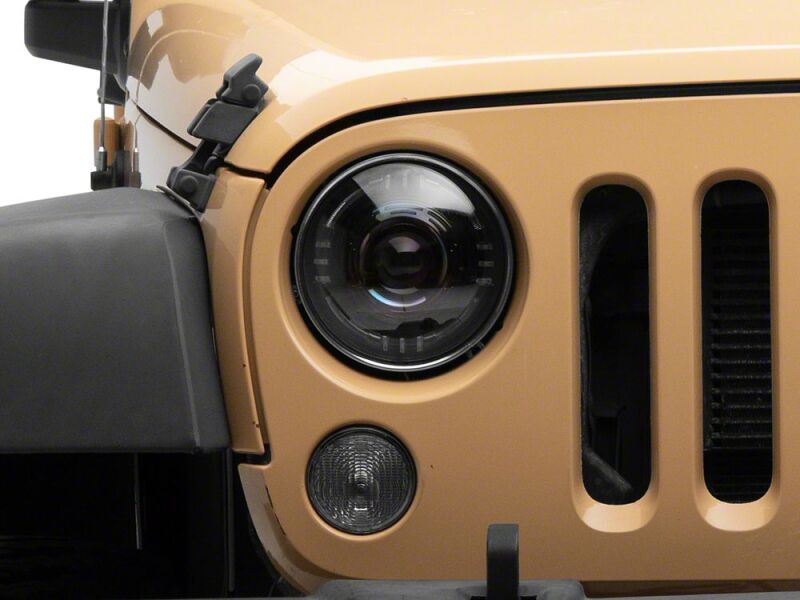 Raxiom for 2007-2018 Jeep Wrangler JK Axial Series Quatro LED Headlights- Black Housing- Clear Lens - Image 8