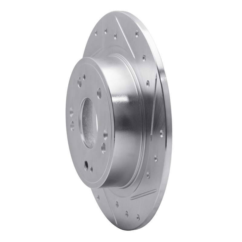 R1 Concepts for 05-17 Honda Accord Rear Right Drilled & Slotted Silver Brake Rotor - Image 2