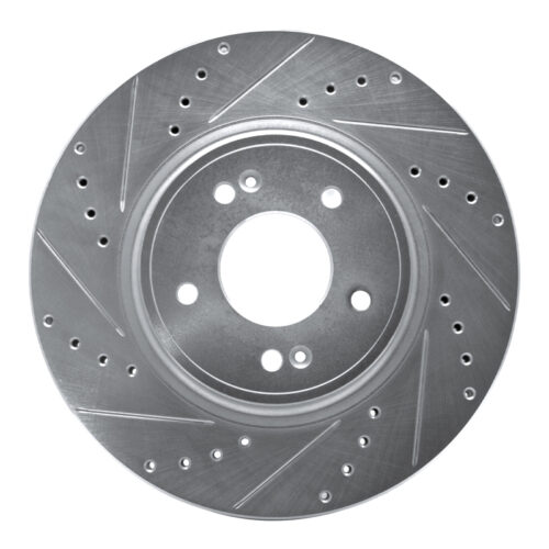 R1 Concepts for 18-23 Genesis G70 Front Left Drilled & Slotted Silver Brake Rotor