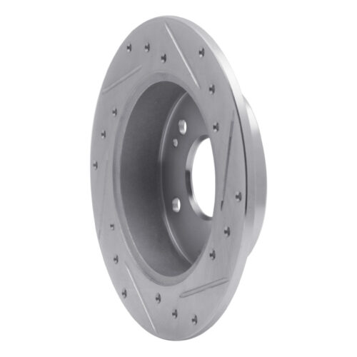 R1 Concepts for 97-01 Acura Integra Rear Left Drilled & Slotted Silver Brake Rotor - Image 4