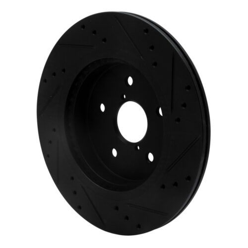 R1 Concepts for 15-25 Subaru Outback Rear Left Drilled & Slotted Black Brake Rotor - Image 4