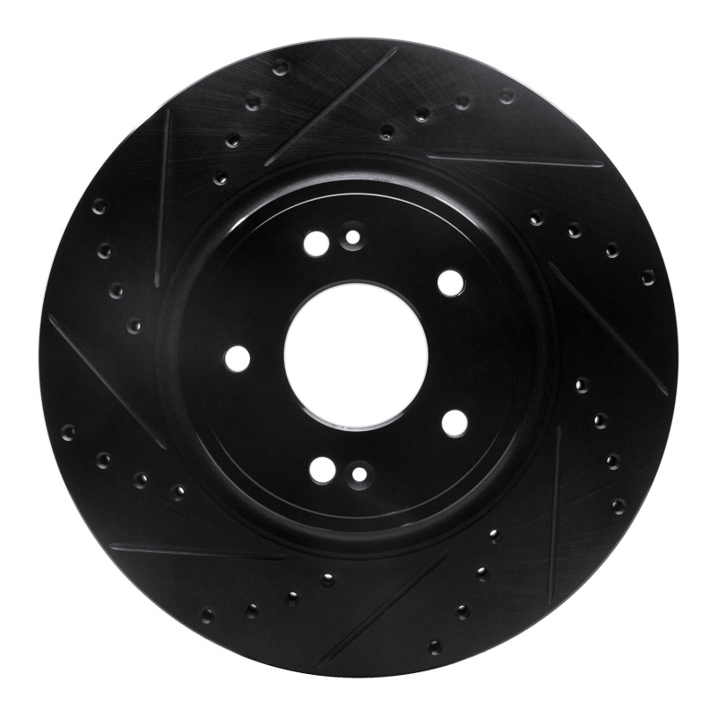 R1 Concepts for 18-23 Genesis G70 Front Left Drilled & Slotted Black Brake Rotor