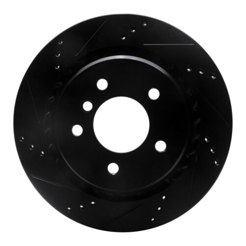 R1 Concepts for 95-99 BMW M3 E36 Right Rear Drilled & Slotted Black Brake Rotor