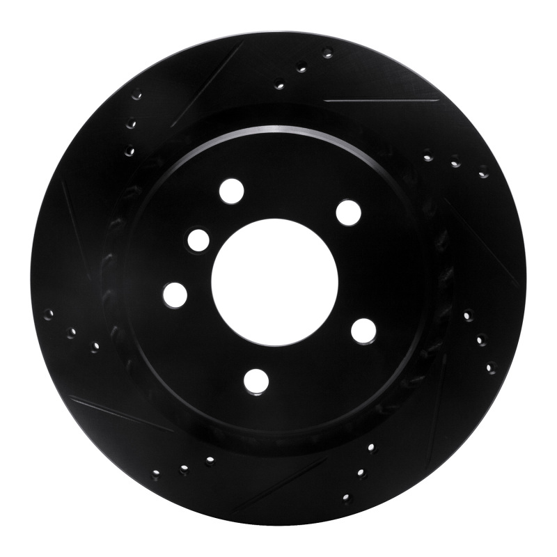 R1 Concepts for 95-99 BMW M3 E36 Right Rear Drilled & Slotted Black Brake Rotor