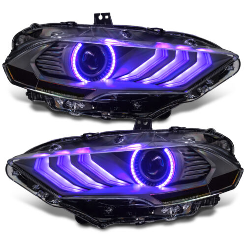 Oracle Lighting 18-23 Ford Mustang Dynamic ColorSHIFT LED Headlights - Black Series - Image 6
