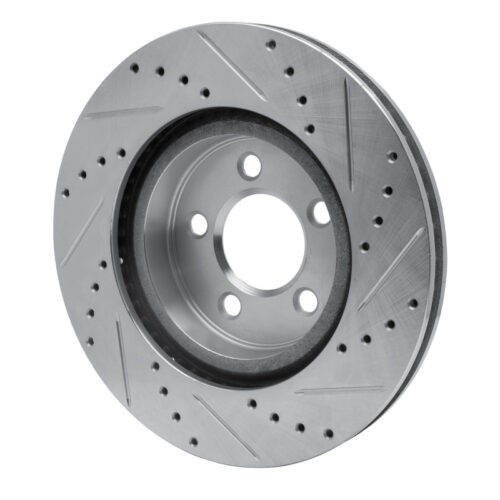 R1 Concepts for 09-23 Dodge Challenger Front Left Drilled & Slotted Silver Brake Rotor - Image 4