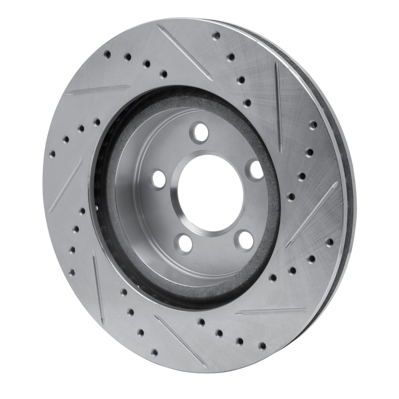 R1 Concepts for 09-23 Dodge Challenger Front Left Drilled & Slotted Silver Brake Rotor - Image 4
