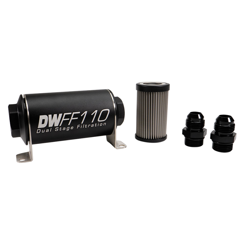 DeatschWerks Stainless Steel 10AN 100 Micron Universal Inline Fuel Filter Housing Kit (110mm) - Image 2