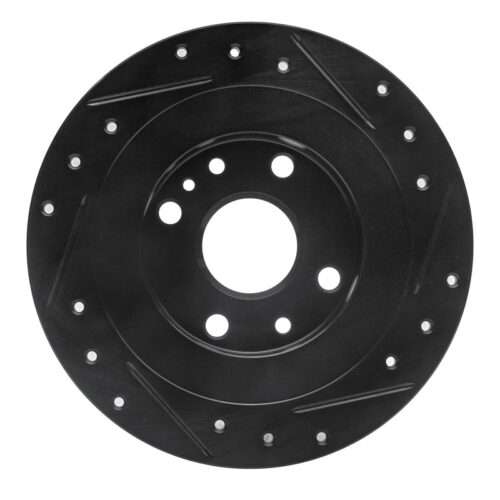 R1 Concepts for 1990-2003 Ford Escort Rear Left Drilled & Slotted Black Brake Rotor - Image 5