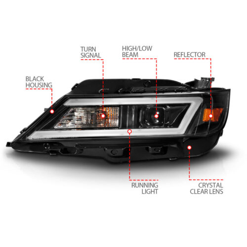 ANZO 14-20 Chevrolet Impala Square Projector LED Bar Headlights w/ Black Housing - Image 4
