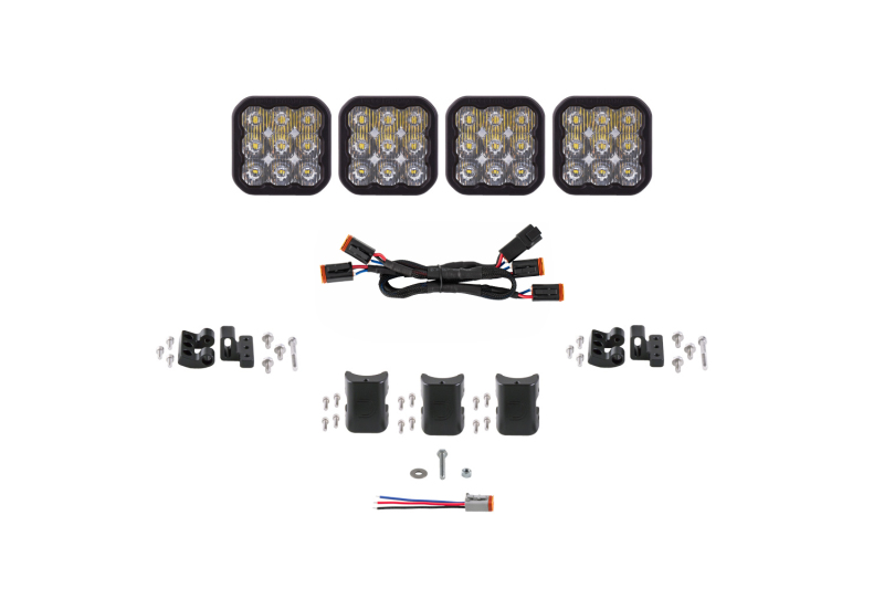 Diode Dynamics SS5 Pro Universal CrossLink 4-Pod Lightbar - White Driving - Image 4