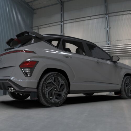Rally Armor 24-26 Hyundai Kona N Line Black UR Mud Flap - Red Logo - Image 2