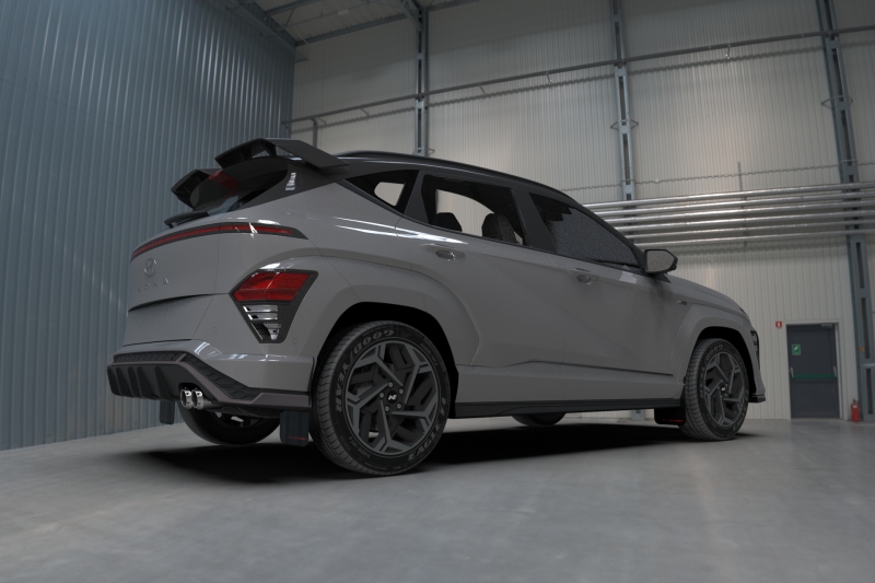 Rally Armor 24-26 Hyundai Kona N Line Black UR Mud Flap - Red Logo - Image 2