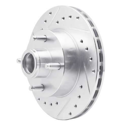 Alternative view of R1 Concepts for 78-93 Ford Thunderbird Front Left Drilled & Slotted Silver Brake Rotor
