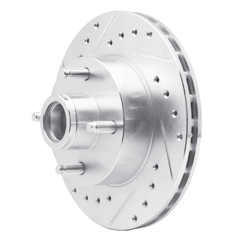 R1 Concepts for 78-93 Ford Thunderbird Front Left Drilled & Slotted Silver Brake Rotor - Image 2