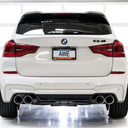 Alternative view of AWE Tuning SwitchPath Axle-Back Exhaust - Chrome Silver Tips for 20-25 BMW X3 M/M Comp (F97) AWD