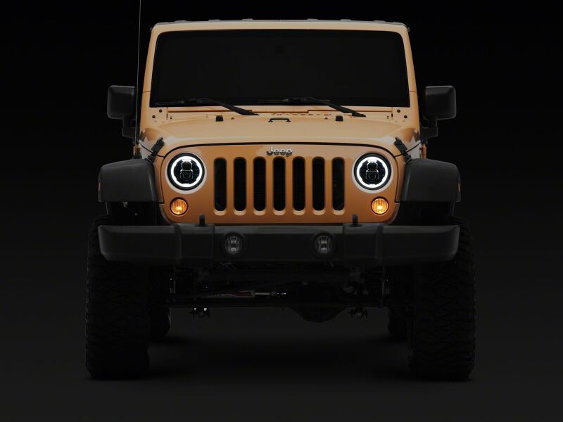 Raxiom for 2007-2018 Jeep Wrangler Axial Series 7-Inch LED Headlights w DRL/ Black Housing - Clear Lens - Image 4