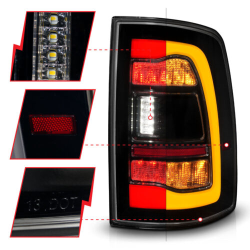 ANZO 09-18 Dodge Ram 1500 Sequential LED Taillights Smoke Black w/Switchback Amber Signal - Image 9