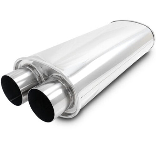 Vibrant Streetpower Oval Muffler 3.0in Dual Inlet/Outlet 18in Body Length