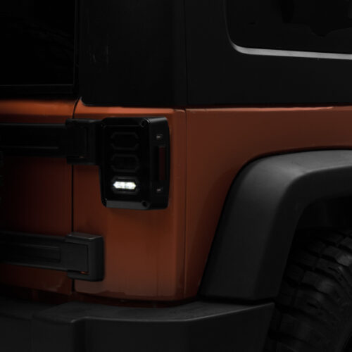 Alternative view of Raxiom for 2007-2018 Jeep Wrangler JK LED Tail Lights- Black Housing (Smoked Lens)