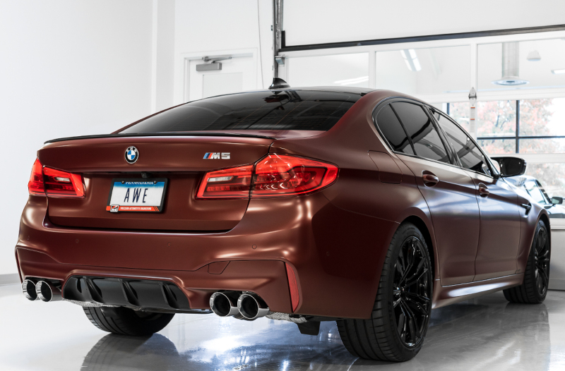AWE Tuning Cat-Back Exhaust- Black Diamond Tips for 18-19 BMW F90 M5 SwitchPatch - Image 3
