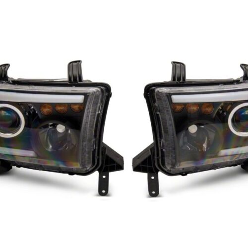 Alternative view of Raxiom for 2007-2013 Toyota Tundra Axial Series Projector Headlights w/ LED Bar- Black Housing (Clear Lens)