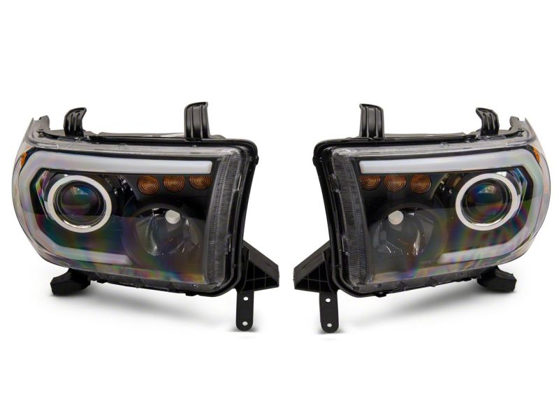 Raxiom for 2007-2013 Toyota Tundra Axial Series Projector Headlights w/ LED Bar- Black Housing (Clear Lens) - Image 2