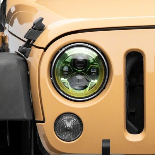 Raxiom for 2007-2018 Jeep Wrangler JK 7-In LED Headlights Green Housing- Clear Lens - Image 5