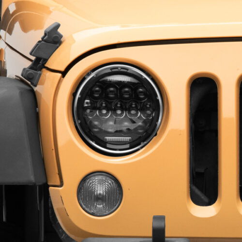 Raxiom for 1997-2018 Jeep Wrangler TJ/JK Axial Series 13-LED Headlights- Black Housing (Clear Lens) - Image 8