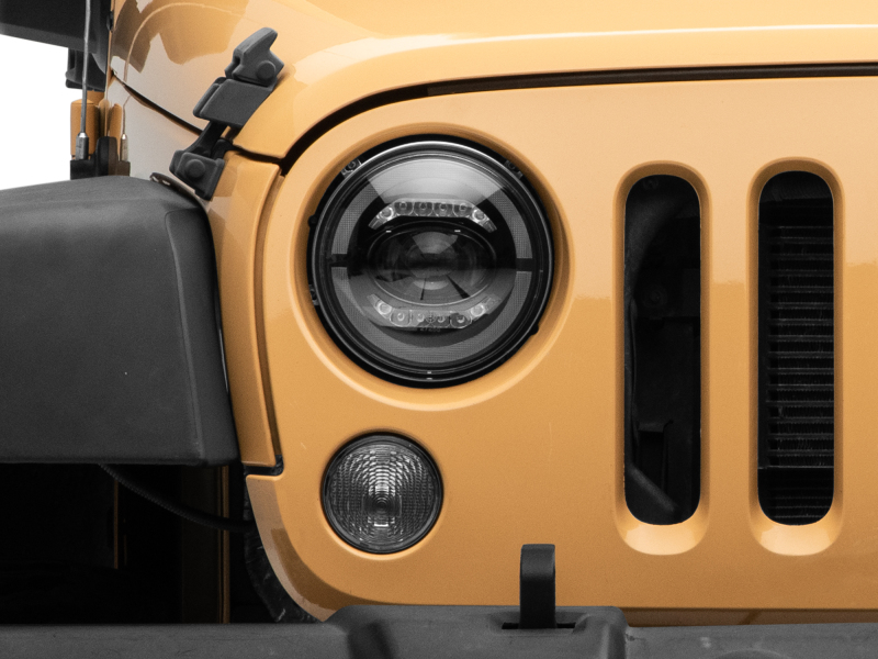 Raxiom for 2007-2018 Jeep Wrangler JK Axial Series LED Headlights- Black Housing (Clear Lens) - Image 9