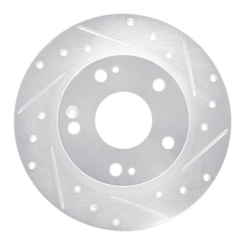 R1 Concepts for 16-25 Honda Civic Hatchback Rear Right Drilled & Slotted Silver Brake Rotor