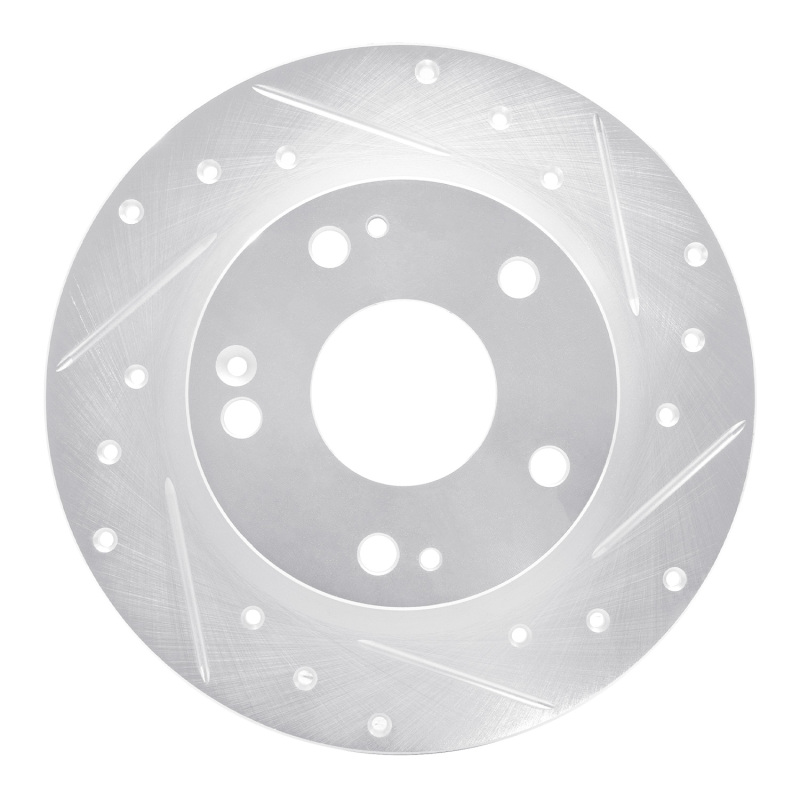 R1 Concepts for 16-25 Honda Civic Hatchback Rear Right Drilled & Slotted Silver Brake Rotor