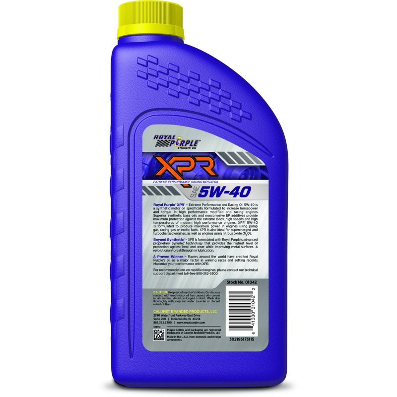 Royal Purple XPR Synthetic Extreme Performance 5W40 Racing Oil - 1 Quart - Image 2