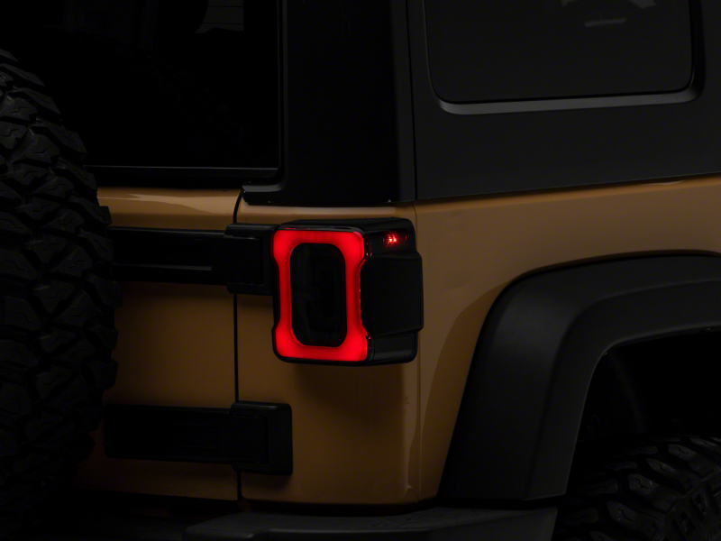 Raxiom for 2007-2018 Jeep Wrangler JK Axial Series LED Tail Lights- Black Housing (Smoked Lens)