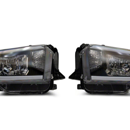 Raxiom for 2014-2021 Toyota Tundra Axial Series Headlights w/ LED Bar- Black Housing (Clear Lens)