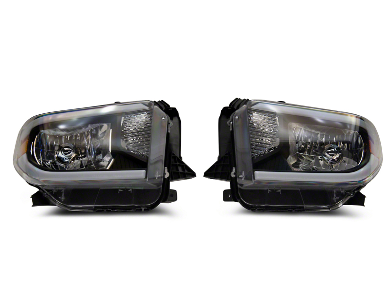 Raxiom for 2014-2021 Toyota Tundra Axial Series Headlights w/ LED Bar- Black Housing (Clear Lens)