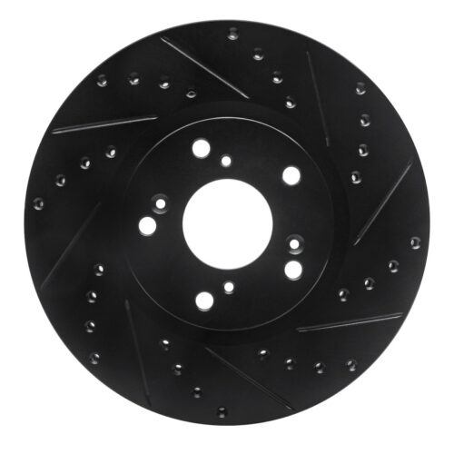 R1 Concepts for 02-15 Acura ILX Front Right Drilled & Slotted Black Brake Rotor