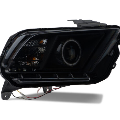 Raxiom for 2013-2014 Ford Mustang w/ Factory HIDLED Halo Projector Headlights- Black Housing (Smoked Lens) - Image 9