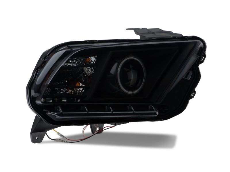 Raxiom for 2013-2014 Ford Mustang w/ Factory HIDLED Halo Projector Headlights- Black Housing (Smoked Lens) - Image 9