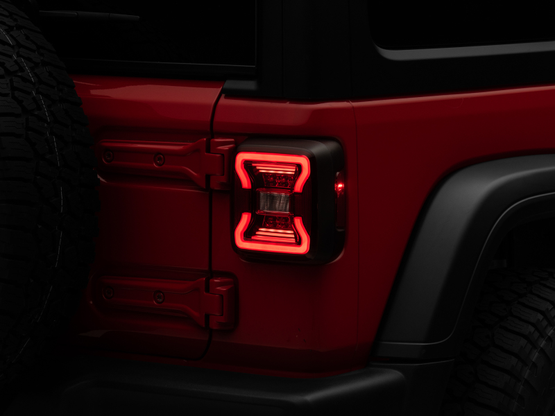 Raxiom for 2018-2022 Jeep Wrangler JL LED Tail Lights- Black Housing - Red Lens