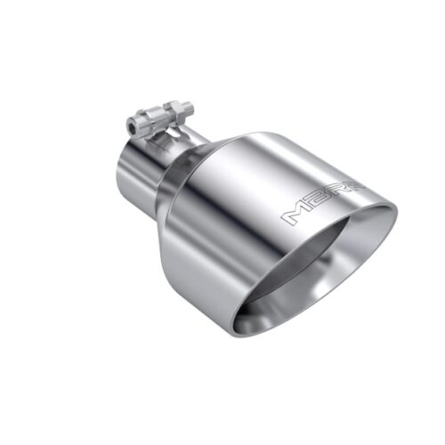 MBRP T304 SS Tip 2.5in ID, 5in OD Out, 8in Length, Angle Cut, Dual Wall